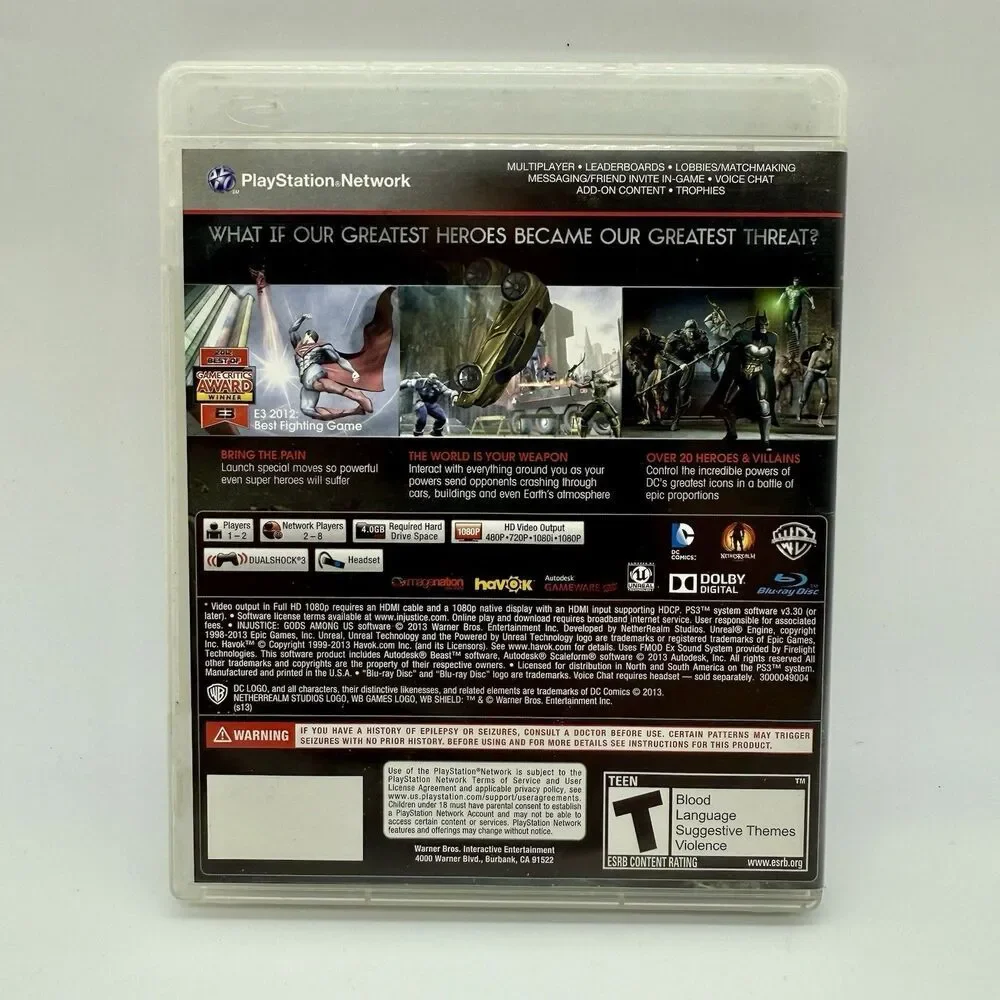 Injustice‎ Gods Among Us Playstation 3 PS3 Game Case Manual Tested